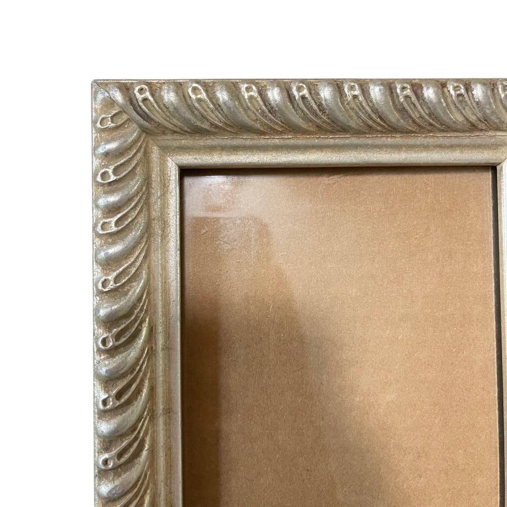 Vtg‎ silver art nouveau regency 5x7 Picture Frame Ornate Etched filigree scroll